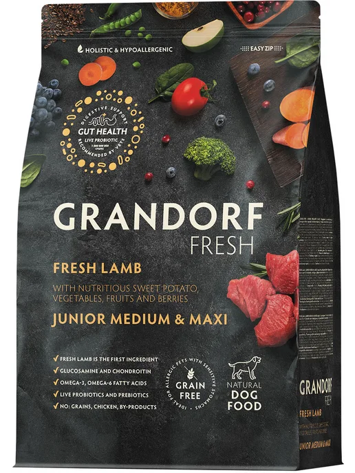 Сухой корм Grandorf' Fresh Батат для собак, крупные, средние, щенки, ягненок, 3 кг, фото 2