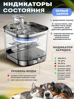 Поилка для кошек и собак автоматическая беспроводная фонтан