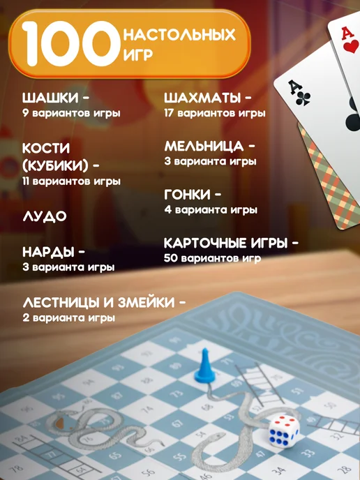 ДЕСЯТОЕ КОРОЛЕВСТВО Настольные игры для всей семьи "100 игр" набор шахматы шашки, серый, фото 3