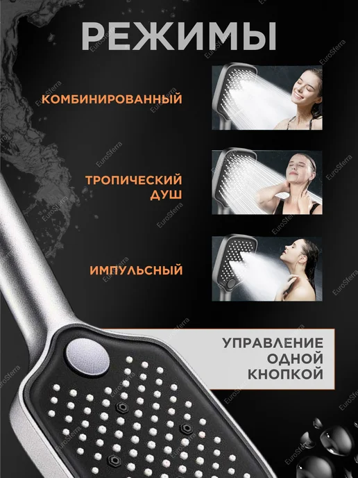 EuroSferra Лейка для душа со шлангом и держателем, вариант, фото 2