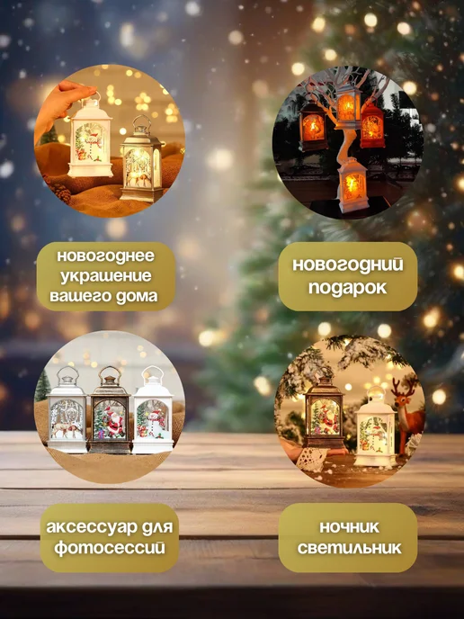 Фонарь новогодний декоративный, белый, фото 2