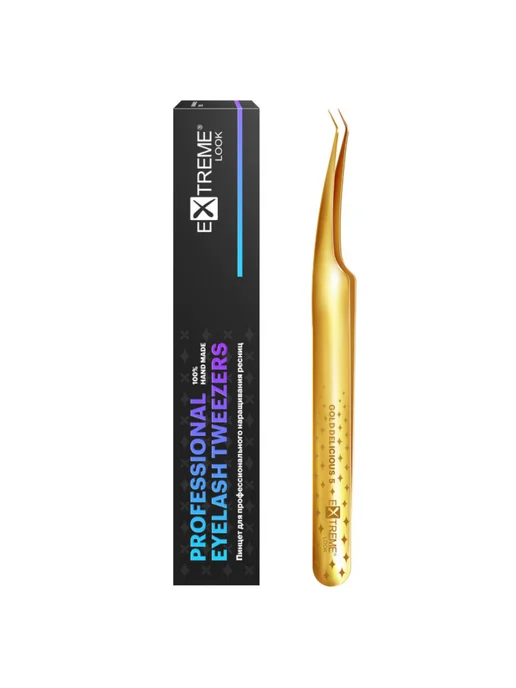 Extreme Look Пинцет для наращивания ресниц Gold Delicious 5, золотой, фото 2