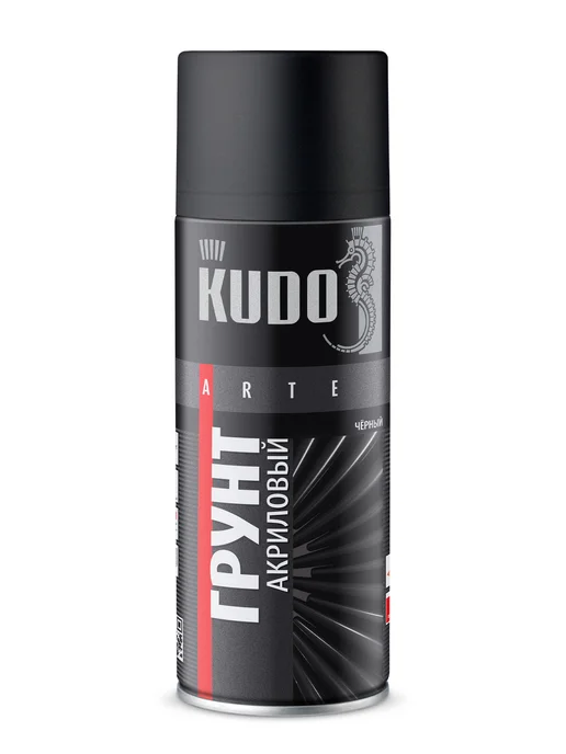 KUDO Грунт акриловый черный. Грунтовка в баллончике, черный, фото 8