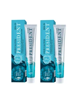 Зубная паста для чувсвтит зубов 4 Calcium 2 шт по 75 грамм President 277890017 купить за 595 ₽ в интернет-магазине Wildberries