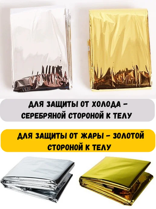 NiAnDaHome Термоодеяло спасательное туристическое военное 160х210, 160x210, фото 2