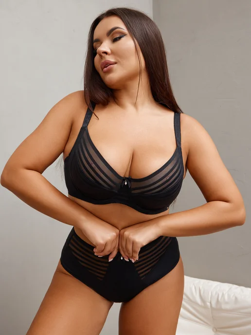 Laly Shop Комплект белья гладкий большие размеры, черный, фото 2