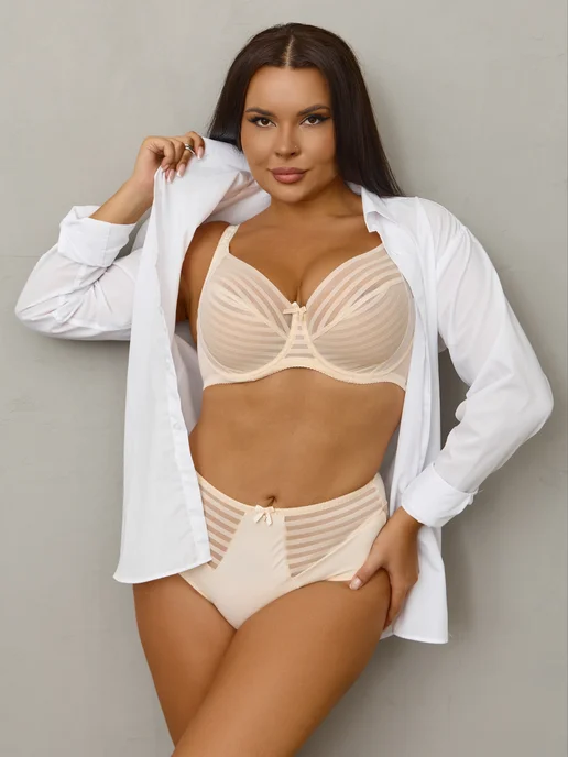 Laly Shop Комплект белья гладкий большие размеры, бежевый, фото 3