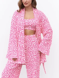 Пижама тройка со штанами и халатом mimi pajamas 278171201 купить за 5 454 ₽ в интернет-магазине Wildberries