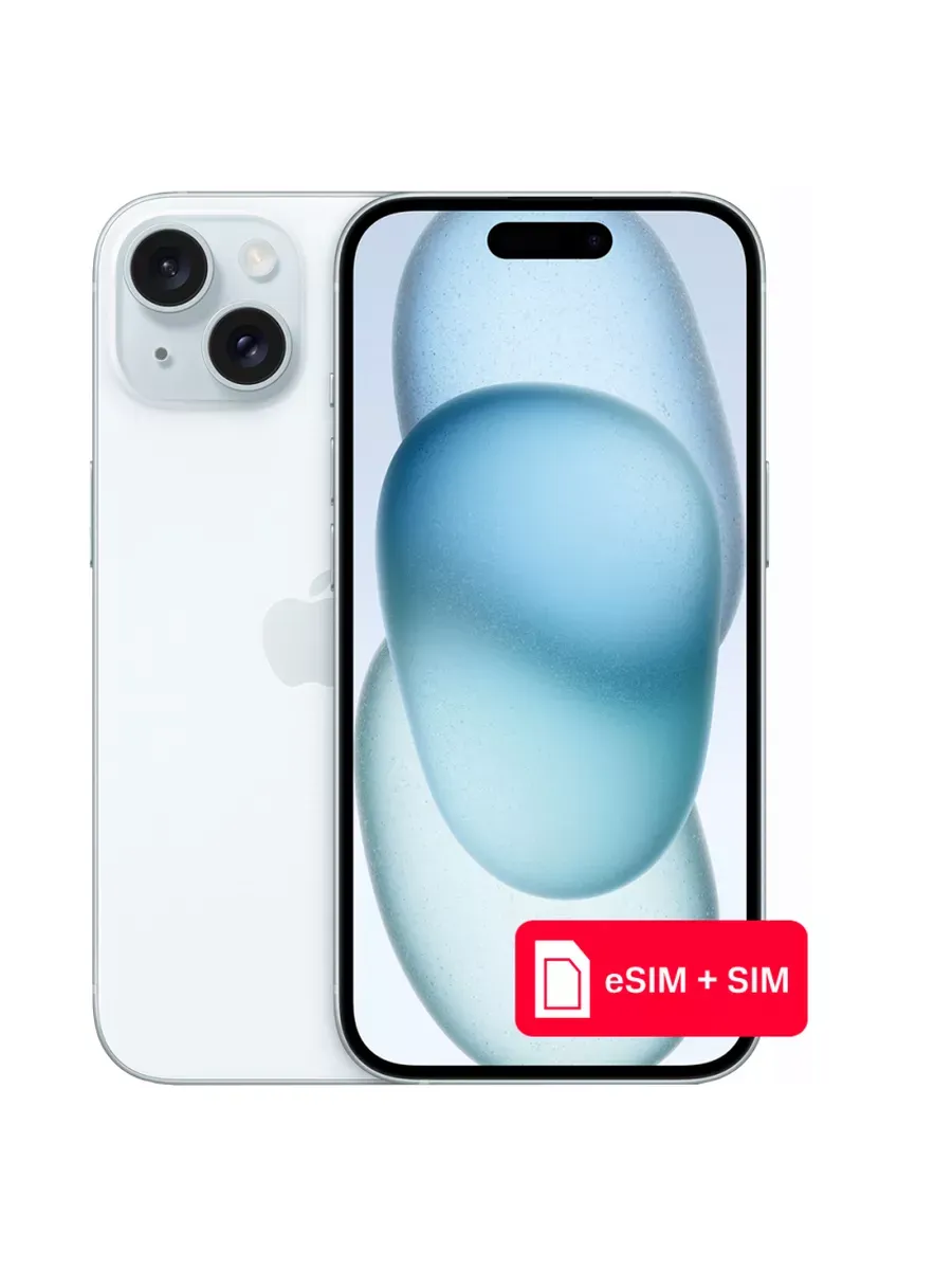 Apple Смартфон iPhone 15 256Gb eSIM + SIM Голубой