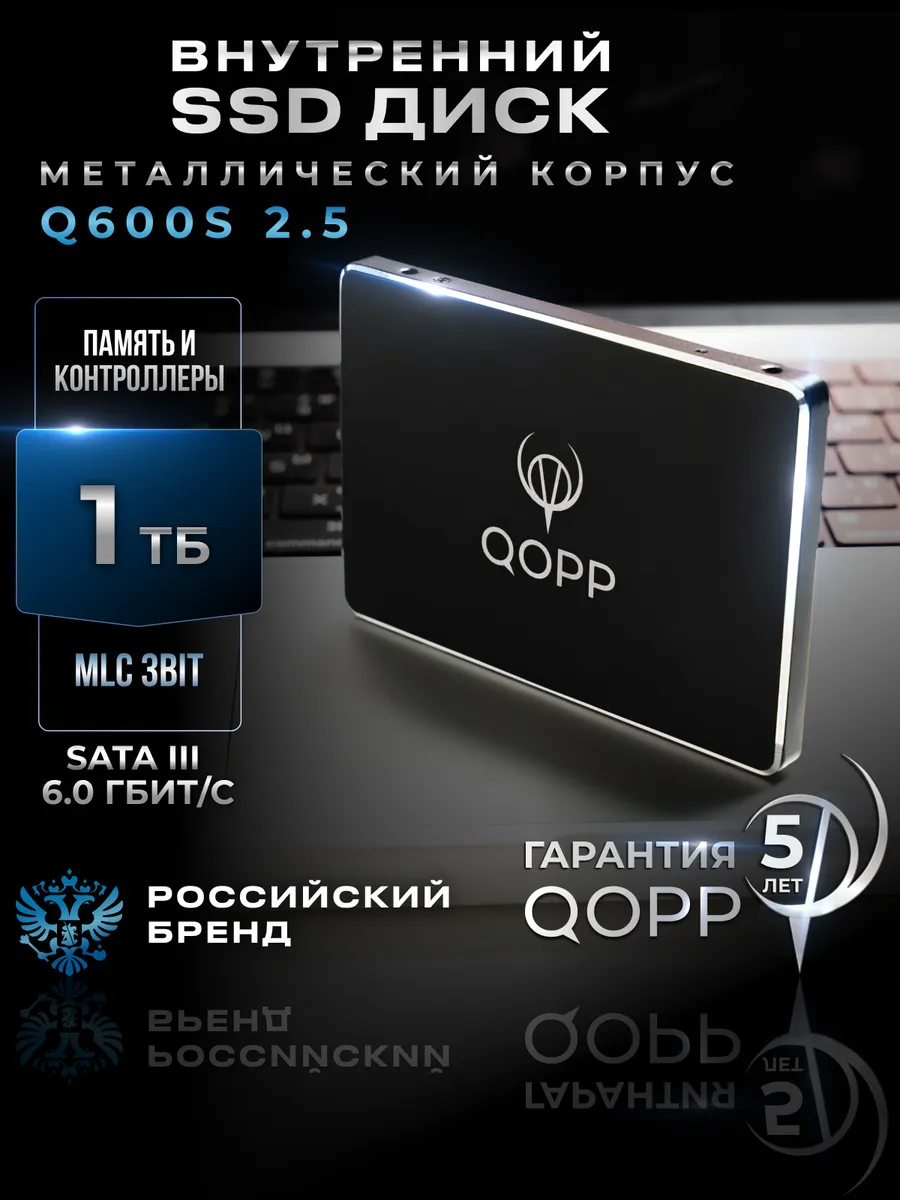 2.5 SSD накопитель 1 ТБ для ноутбука и ПК металлический