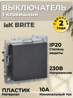 Выключатель 1-клавишный 10А BRITE IEK 278392969 купить за 272 ₽ в интернет-магазине Wildberries