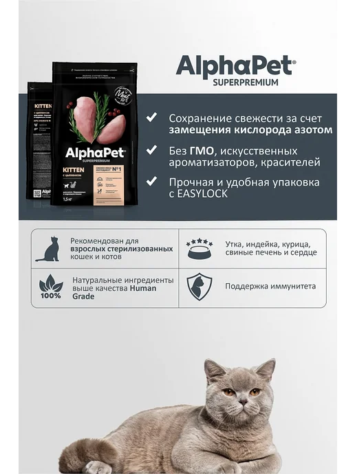 Сухой корм AlphaPet Котят Kitten для собак, курица, 0,4 кг, фото 6