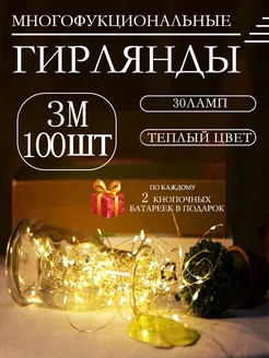 Гирлянда роса светодиодная на батарейках 3 метр 100 штук Novo Shop 278884513 купить за 4 455 ₽ в интернет-магазине Wildberries