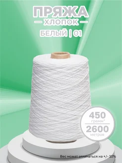 Пряжа для вязания хлопок Белый(01) 450гр Saltera 278924130 купить за 500 ₽ в интернет-магазине Wildberries