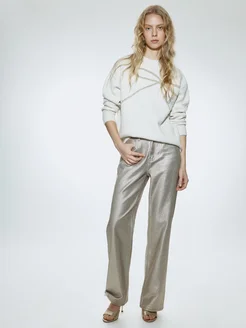 Джинсы широкие Wide Leg вечерние с эффектом металлик SELA 278932790 купить за 2 339 ₽ в интернет-магазине Wildberries