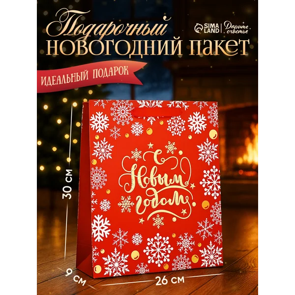 Подарочный новогодний пакет для упаковки подарка