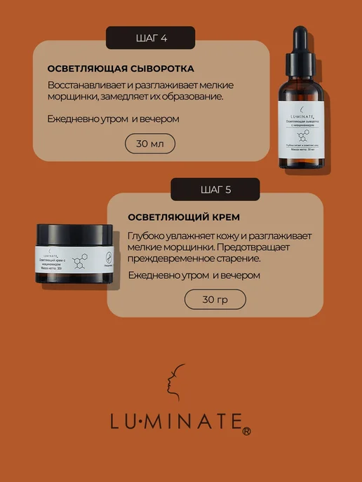 LU MINATE Комплексный уходовый набор косметики с ниацинамидом, белый, фото 3
