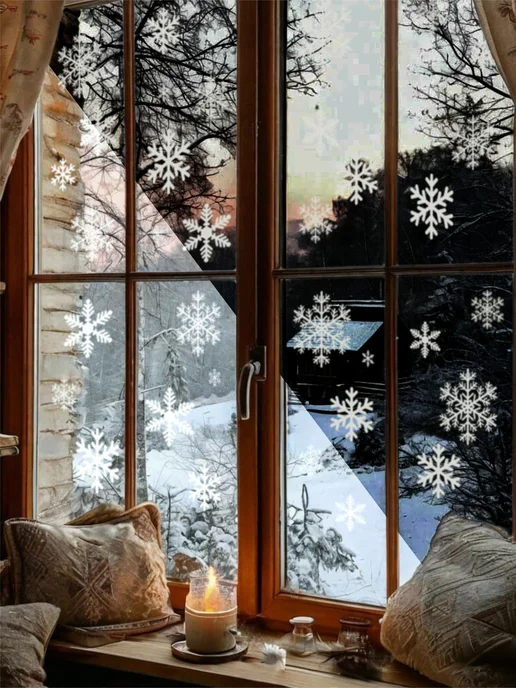 Tery Home Новогодние снежинки на окна наклейки, вариант, фото 6