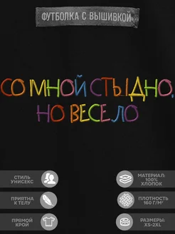 Футболка с вышивкой "со мной стыдно, но весело" NoBrand 279067431 купить за 1 314 ₽ в интернет-магазине Wildberries