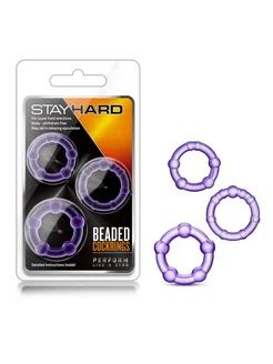 Набор из 3 фиолетовых эрекционных колец Stay Hard Beaded