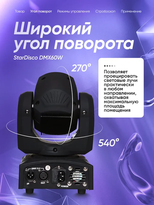 Квинс Лазерный проектор светомузыка StarDisco DMX60W, 60 Вт, фото 2