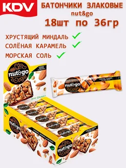 Батончик злаковый Nut and Go миндаль с карамелью 18 шт