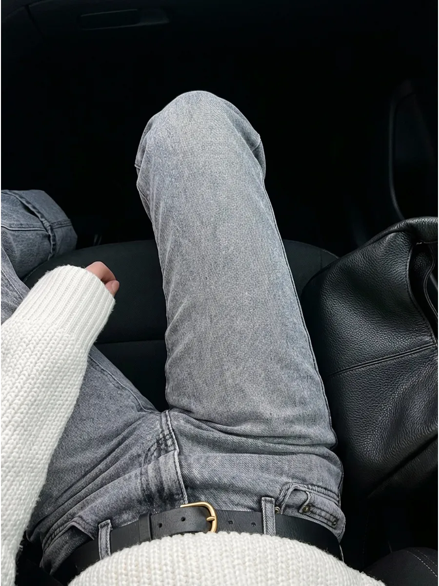 Прямые джинсы классические с подворотами