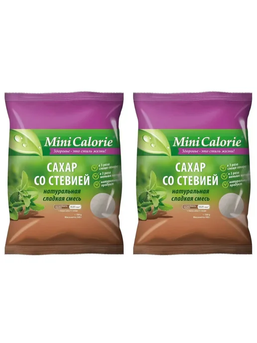 Mini Calorie Сахар со стевией, натуральная сладкая смесь, 500 гр, 500 г, в упаковке 1,6 кг