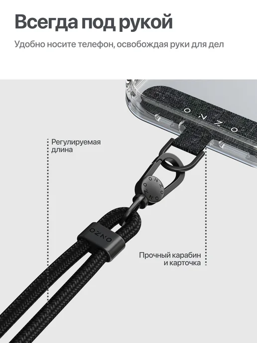 ONZO Шнурок для телефона на руку, черный, фото 2