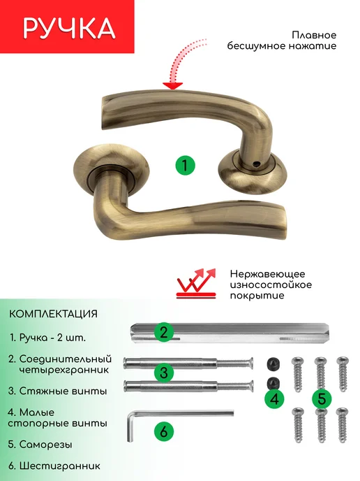 Rucetti Комплект. Ручка для межкомнатной двери, вариант, фото 5