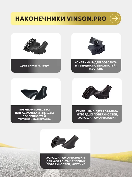 VINSON PRO Наконечники для скандинавских палок 4 шт. PAD Premium, 4 шт, фото 5