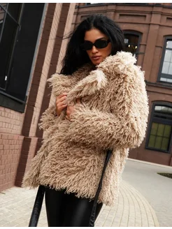 Шуба искусственная короткая экошуба fur_bougie 280110523 купить за 15 475 ₽ в интернет-магазине Wildberries