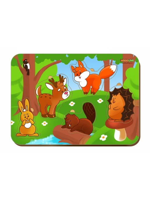 WOODLAND Рамка-вкладыш для малышей Лесные животные, зеленый