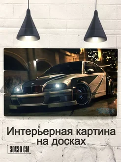 Интерьерная картина на досках "BMW M3 GTR E46"