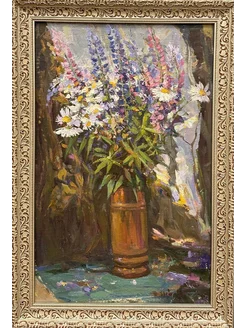 Картина маслом на холсте "Натюрморт с люпинами" 70х50см Prostokartina 280180604 купить за 33 750 ₽ в интернет‑магазине Wildberries