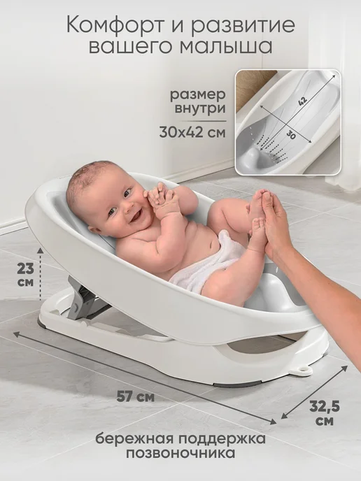 Solmax&Kids Горка для купания новорожденных, белый, фото 2