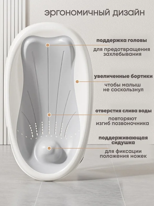 Solmax&Kids Горка для купания новорожденных, белый, фото 8