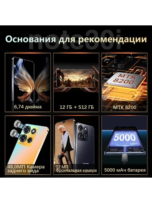 Смартфон VOVE Note 30I 12/12 ГБ, зеленый, фото 3