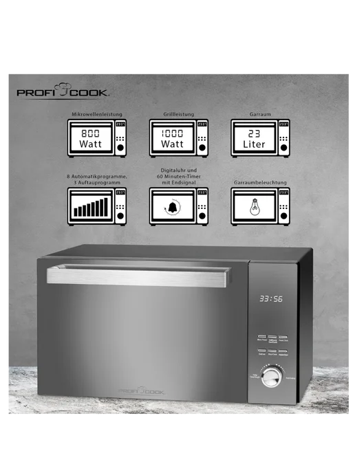 Микроволновая печь Profi Cook PC-MWG 1204 schwarz, черный, фото 5