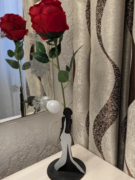 *ПОДАРКИ* Ваза для одного цветка Подарок девушке, черный, фото 3
