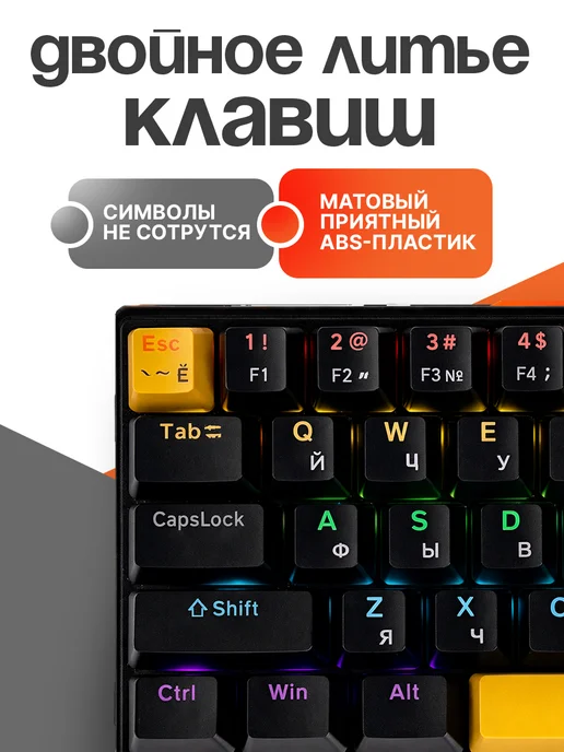 LOQI Механическая клавиатура игровая проводная с подсветкой. 60%, черный, фото 5