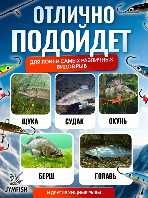 JYMFISH Набор балансиров для зимней рыбалки 60мм, синий, фото 6