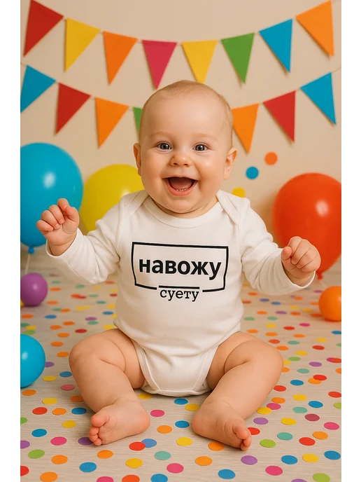 KidsTrend Боди для малышей новорожденных Навожу Суету, белый, фото 3