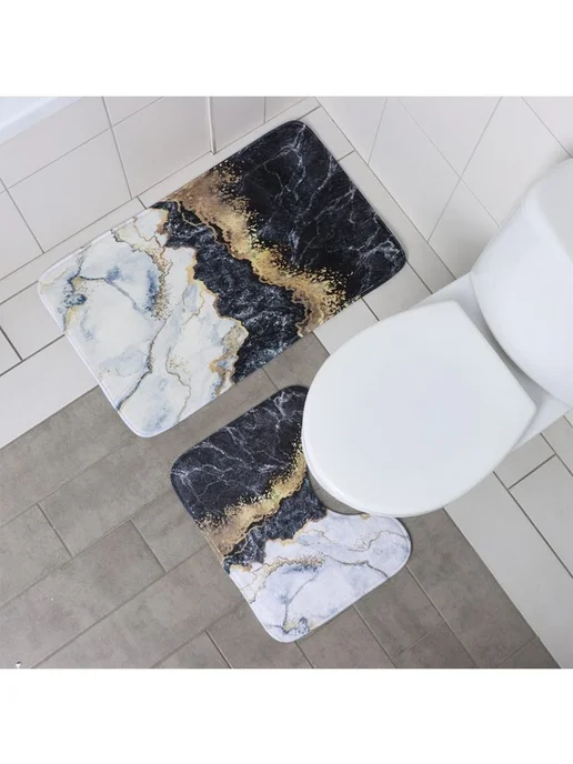Доляна Коврики для ванной и туалета 3 шт, 79x50 см, 2 шт, фото 2