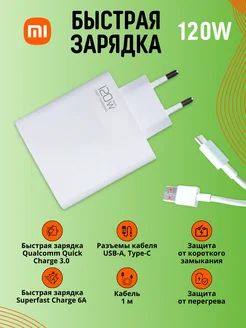 Быстрая зарядка для Xiaomi 120W с кабелем Type-C USB