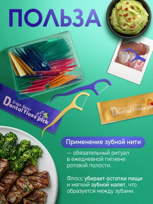 Aglenoff Флоссеры для зубов 4 вкуса Зубочистка с нитью, вариант, фото 2
