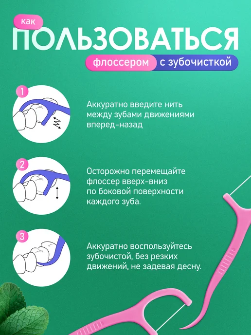 Aglenoff Флоссеры для зубов 4 вкуса Зубочистка с нитью, вариант, фото 8
