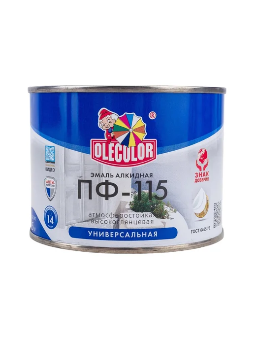 Olecolor Эмаль ПФ-115 черный, 0.5 кг 4300000243, 500 г