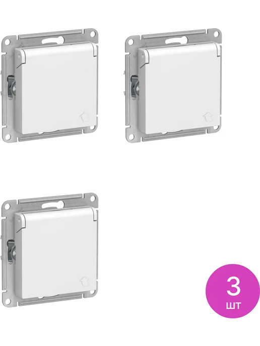 Systeme Electric Розетка силовая Систем Электрик AtlasDesign ATN001346, 3 шт, 3 шт
