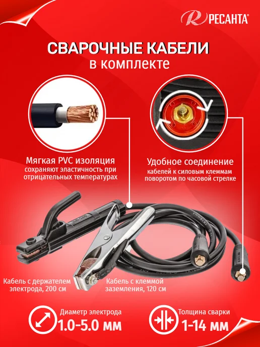 РЕСАНТА Сварочный аппарат инверторный САИ-250 в кейсе, черный, фото 3